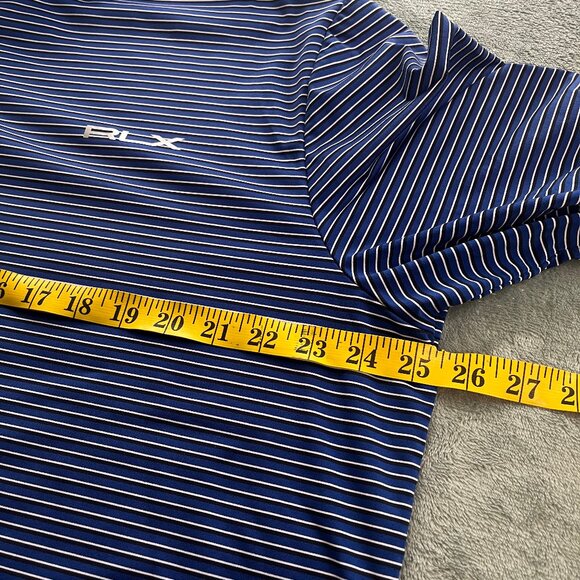 RLX Ralph Lauren Polo Shirt Mens XL Blue Striped SS Golf Stretch Wicking Logo - Picture 9 of 12